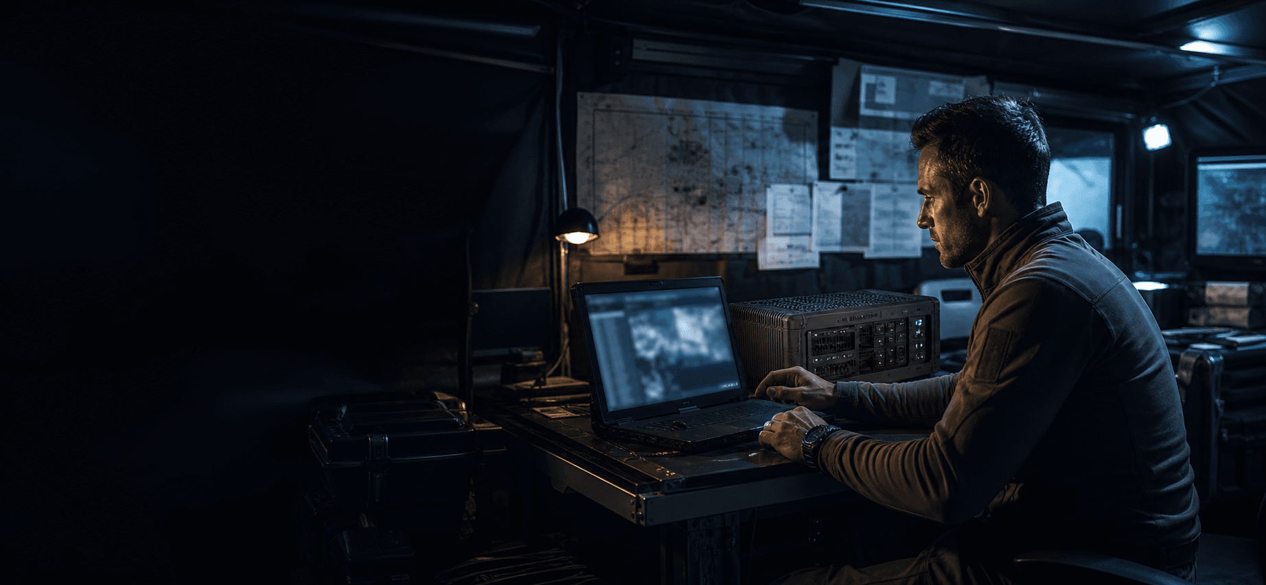 Operator using a local edge-computing workstation in a disconnected mission environment